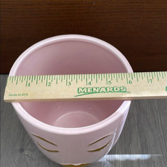 Pink Face Planter with Gold Accents 6inches - Picture 3 of 8